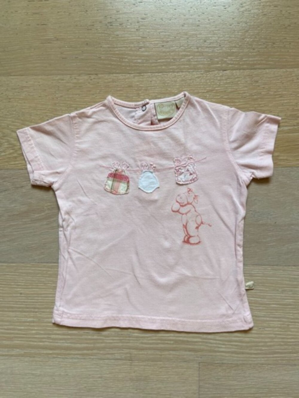 Noukie's toddler light pink cotton t-shirt, embroidered front, size: 18 M